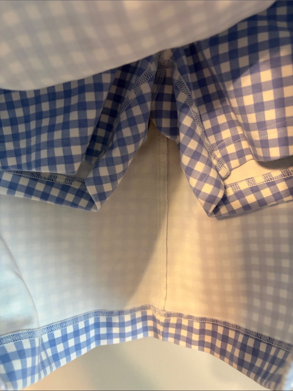 Duluth Trading Co light Blue and White Gingham Skort.cotton/spandex.Med.Pockets - Picture 4 of 9